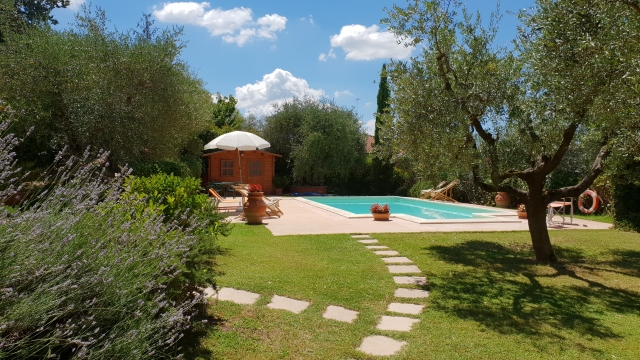 Il giardino e la piscina.